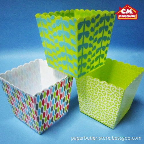 Disposable Paper Popcorn Cups with square base